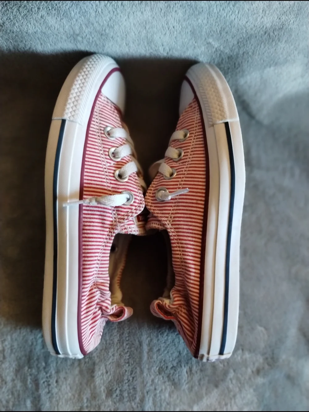 Converse All Star Red White Blue Striped Slip-On Sneakers Women's 6 - Picture 6 of 9